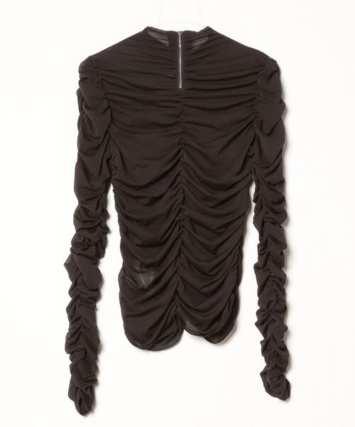 JOHN LAWRENCE SULLIVAN（ジョンローレンスサリバン）の「SEE-THROUGH GATHERED HIGH NECK TOP（スカート・レディース・ブラウン/ベージュ/ブラック・ONE SIZE）」の7枚目の写真