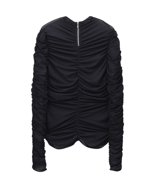 JOHN LAWRENCE SULLIVAN（ジョンローレンスサリバン）の「SEE-THROUGH GATHERED HIGH NECK TOP（スカート・レディース・ブラウン/ベージュ/ブラック・ONE SIZE）」の6枚目の写真