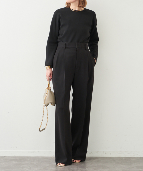 Deuxieme Classe（ドゥーズィエムクラス）の「*トリアセジョーゼット タックパンツ（スラックス・レディース・ブラック/ホワイト・34/36/38）」の3枚目の写真