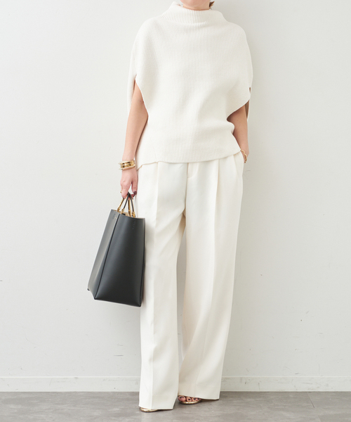 Deuxieme Classe（ドゥーズィエムクラス）の「*トリアセジョーゼット タックパンツ（スラックス・レディース・ブラック/ホワイト・34/36/38）」の4枚目の写真