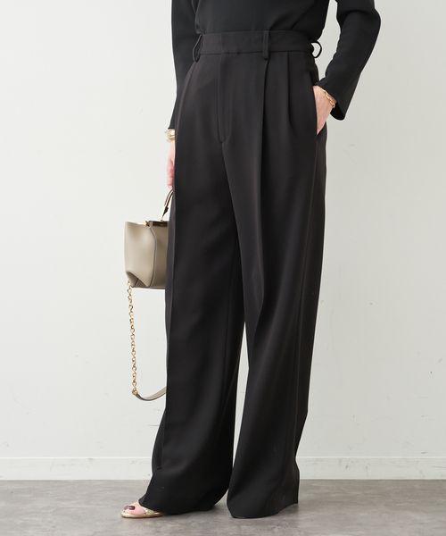 Deuxieme Classe（ドゥーズィエムクラス）の「*トリアセジョーゼット タックパンツ（スラックス・レディース・ブラック/ホワイト・34/36/38）」の5枚目の写真