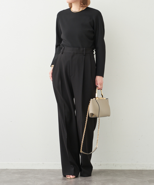 Deuxieme Classe（ドゥーズィエムクラス）の「*トリアセジョーゼット タックパンツ（スラックス・レディース・ブラック/ホワイト・34/36/38）」の8枚目の写真