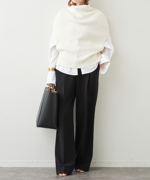 Deuxieme Classe（ドゥーズィエムクラス）の「*トリアセジョーゼット タックパンツ（スラックス・レディース・ブラック/ホワイト・34/36/38）」の15枚目の写真