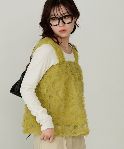 Cherir Mignon(シェリルミニョン)の「【Cherir Mignon】ボリュームチュールビスチェ(キャミソール・レディース・アイボリー/ライム・FREE)」の16枚目の写真