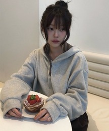 anyonemore（エニワンモア）の「ボタンフード配色フリースパーカ（パーカー）」