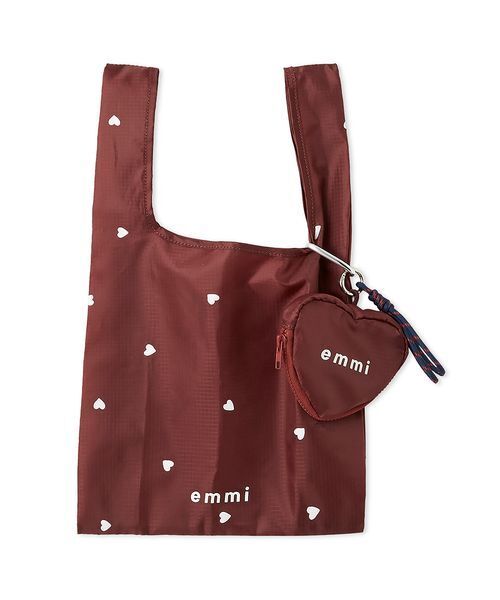 emmi(エミ)の「【HEART】 プリントハートチャーム付きエコバッグ(エコバッグ/サブバッグ・レディース・ネイビー/ボルドー/ホワイト・F)」の1枚目の写真
