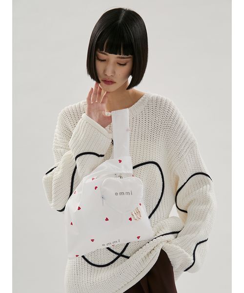 emmi(エミ)の「【HEART】 プリントハートチャーム付きエコバッグ(エコバッグ/サブバッグ・レディース・ネイビー/ボルドー/ホワイト・F)」の10枚目の写真