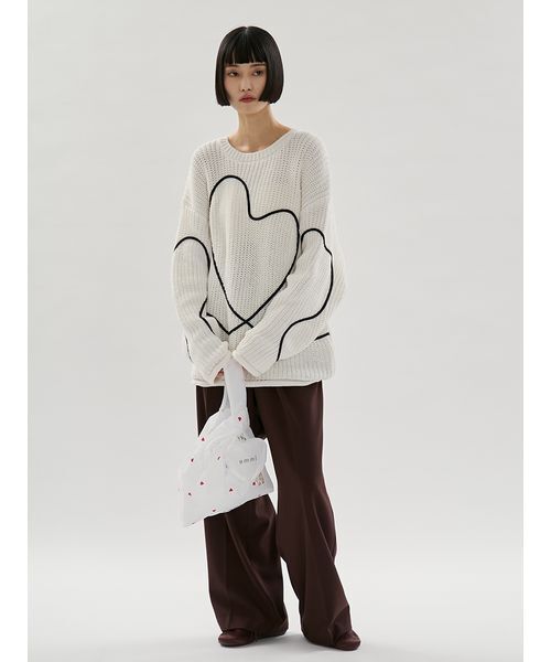 emmi(エミ)の「【HEART】 プリントハートチャーム付きエコバッグ(エコバッグ/サブバッグ・レディース・ネイビー/ボルドー/ホワイト・F)」の12枚目の写真