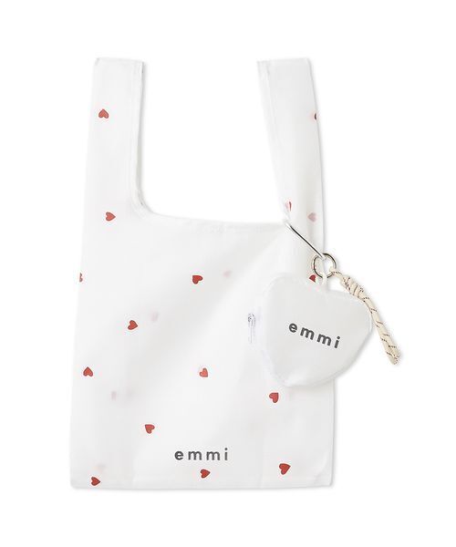 emmi(エミ)の「【HEART】 プリントハートチャーム付きエコバッグ(エコバッグ/サブバッグ・レディース・ネイビー/ボルドー/ホワイト・F)」の7枚目の写真