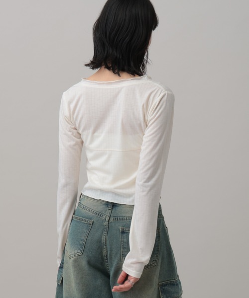 3.3 Field Trip （3.3フィールドトリップ）の「3.3 Field Trip／フロントリボンカーディガン（カーディガン/ボレロ・レディース・ホワイト/ブラック/ブルー・FREE）」の10枚目の写真