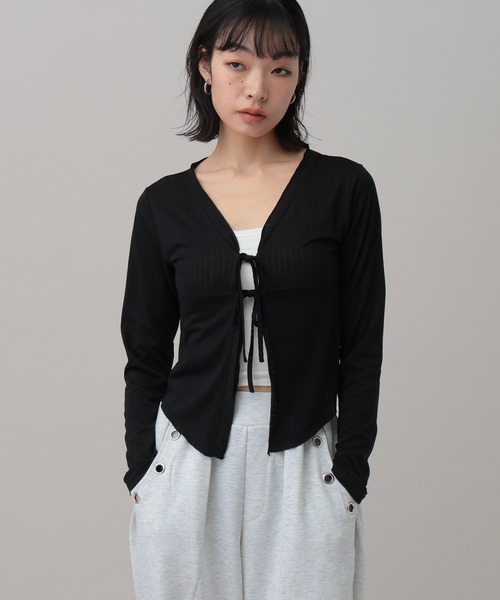 3.3 Field Trip （3.3フィールドトリップ）の「3.3 Field Trip／フロントリボンカーディガン（カーディガン/ボレロ・レディース・ホワイト/ブラック/ブルー・FREE）」の14枚目の写真