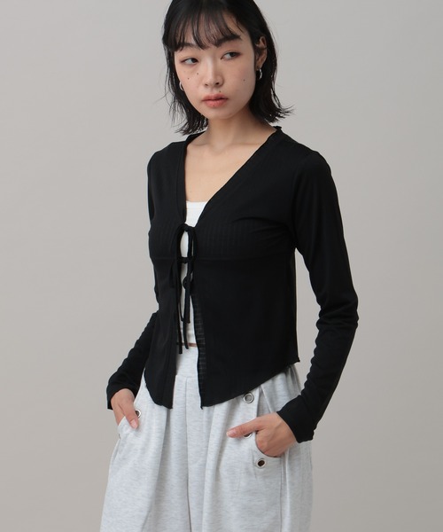 3.3 Field Trip （3.3フィールドトリップ）の「3.3 Field Trip／フロントリボンカーディガン（カーディガン/ボレロ・レディース・ホワイト/ブラック/ブルー・FREE）」の15枚目の写真