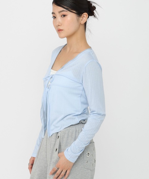 3.3 Field Trip （3.3フィールドトリップ）の「3.3 Field Trip／フロントリボンカーディガン（カーディガン/ボレロ・レディース・ホワイト/ブラック/ブルー・FREE）」の20枚目の写真