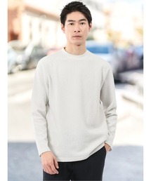 【綿混 ロンＴ】タカキュー バーズアイジャガード クルーネック 長袖 Tシャツ