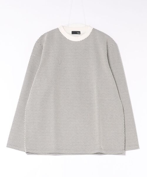 TAKA-Q(タカキュー)の「【綿混 ロンT】タカキュー バーズアイジャガード クルーネック 長袖 Tシャツ(Tシャツ/カットソー・メンズ・ライトグレー/ボルドー/アイボリー/ホワイト×ブラック・LARGE/X-LARGE/MEDIUM)」の6枚目の写真