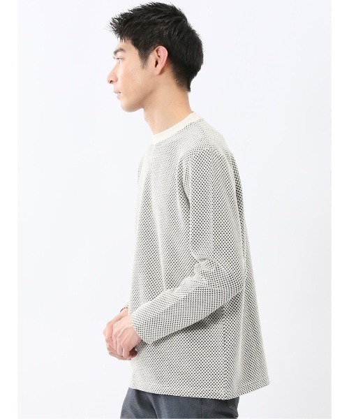 TAKA-Q(タカキュー)の「【綿混 ロンT】タカキュー バーズアイジャガード クルーネック 長袖 Tシャツ(Tシャツ/カットソー・メンズ・ライトグレー/ボルドー/アイボリー/ホワイト×ブラック・LARGE/X-LARGE/MEDIUM)」の7枚目の写真