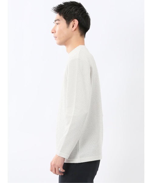 TAKA-Q(タカキュー)の「【綿混 ロンT】タカキュー バーズアイジャガード クルーネック 長袖 Tシャツ(Tシャツ/カットソー・メンズ・ライトグレー/ボルドー/アイボリー/ホワイト×ブラック・LARGE/X-LARGE/MEDIUM)」の16枚目の写真