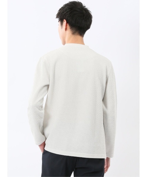 TAKA-Q(タカキュー)の「【綿混 ロンT】タカキュー バーズアイジャガード クルーネック 長袖 Tシャツ(Tシャツ/カットソー・メンズ・ライトグレー/ボルドー/アイボリー/ホワイト×ブラック・LARGE/X-LARGE/MEDIUM)」の17枚目の写真