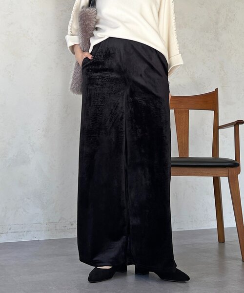 un dix cors（アンディコール）の「ベロアコールワイドパンツ（その他パンツ・レディース・ベージュ/ブラック/チャコールグレー・FREE）」の4枚目の写真