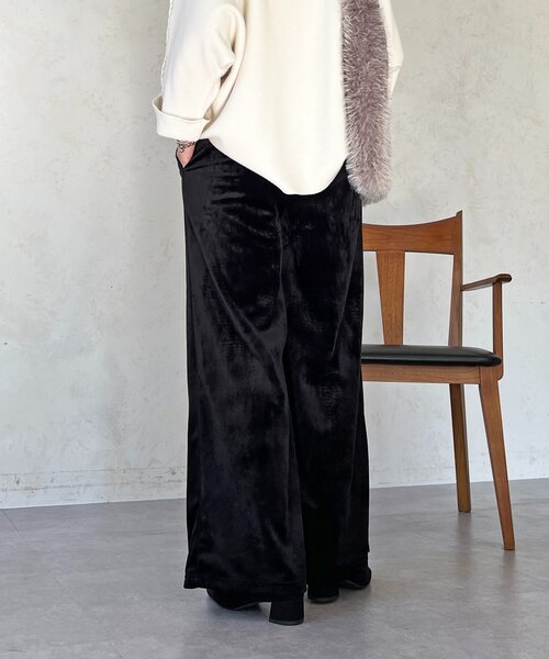 un dix cors（アンディコール）の「ベロアコールワイドパンツ（その他パンツ・レディース・ベージュ/ブラック/チャコールグレー・FREE）」の5枚目の写真