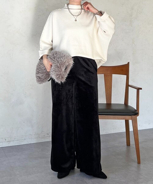 un dix cors（アンディコール）の「ベロアコールワイドパンツ（その他パンツ・レディース・ベージュ/ブラック/チャコールグレー・FREE）」の6枚目の写真