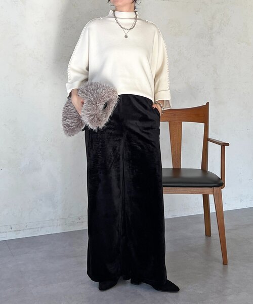 un dix cors（アンディコール）の「ベロアコールワイドパンツ（その他パンツ・レディース・ベージュ/ブラック/チャコールグレー・FREE）」の8枚目の写真