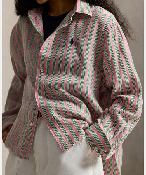 POLO RALPH LAUREN(ポロ ラルフ ローレン)の「ワイド クロップド ギンガム リネン シャツ(シャツ/ブラウス・レディース・レッド・XS/M/S/XXS)」の4枚目の写真