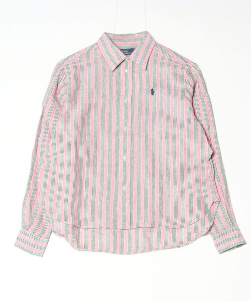 POLO RALPH LAUREN(ポロ ラルフ ローレン)の「ワイド クロップド ギンガム リネン シャツ(シャツ/ブラウス・レディース・レッド・XS/M/S/XXS)」の3枚目の写真