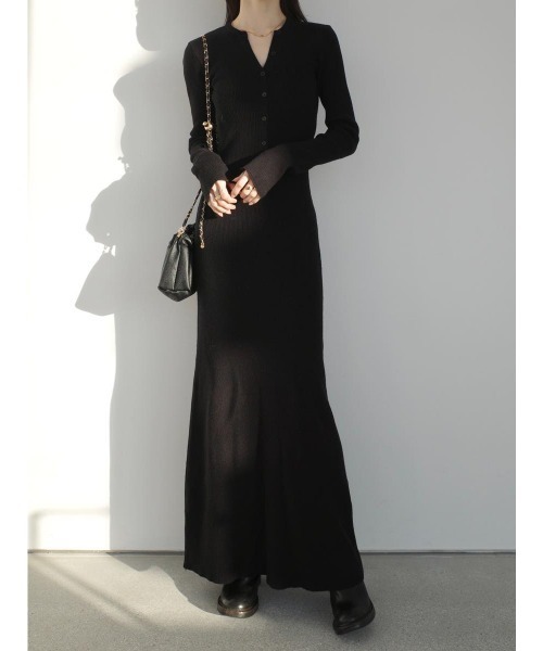 amel（エイメル）の「ヘンリーネックリブニットロングドレス / ブラック（ワンピース・レディース・ブラック・FREE）」の17枚目の写真