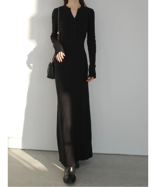 amel（エイメル）の「ヘンリーネックリブニットロングドレス / ブラック（ワンピース・レディース・ブラック・FREE）」の19枚目の写真