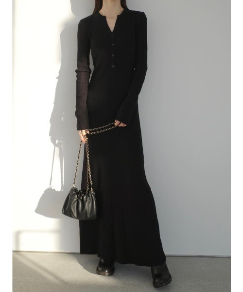 amel（エイメル）の「ヘンリーネックリブニットロングドレス / ブラック（ワンピース・レディース・ブラック・FREE）」の21枚目の写真