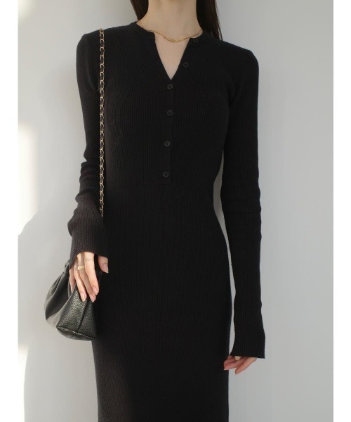 amel（エイメル）の「ヘンリーネックリブニットロングドレス / ブラック（ワンピース・レディース・ブラック・FREE）」の11枚目の写真