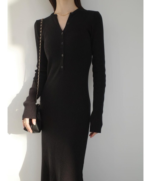 amel（エイメル）の「ヘンリーネックリブニットロングドレス / ブラック（ワンピース・レディース・ブラック・FREE）」の12枚目の写真