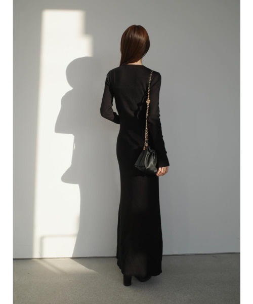 amel（エイメル）の「ヘンリーネックリブニットロングドレス / ブラック（ワンピース・レディース・ブラック・FREE）」の6枚目の写真