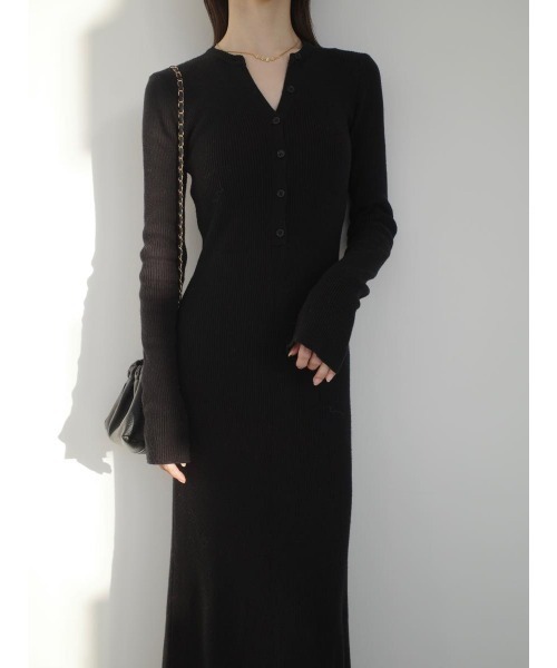 amel（エイメル）の「ヘンリーネックリブニットロングドレス / ブラック（ワンピース・レディース・ブラック・FREE）」の7枚目の写真