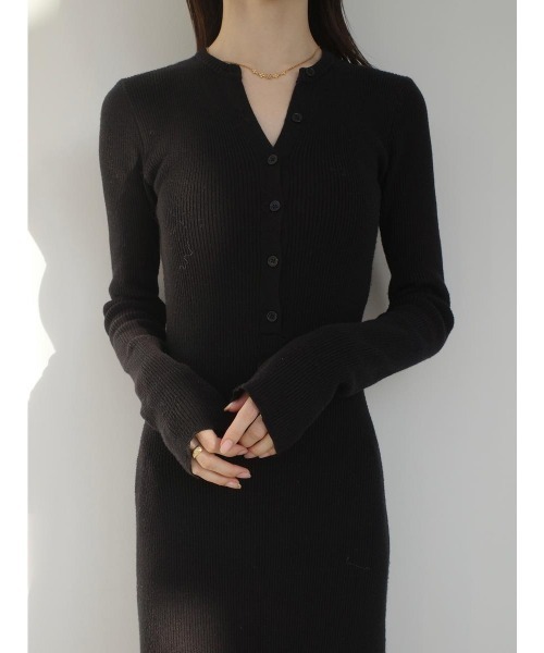 amel（エイメル）の「ヘンリーネックリブニットロングドレス / ブラック（ワンピース・レディース・ブラック・FREE）」の8枚目の写真