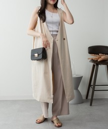 aity（アイティ）の「M-5L ミニ裏毛 ノーカラーロングジレ（ベスト）」