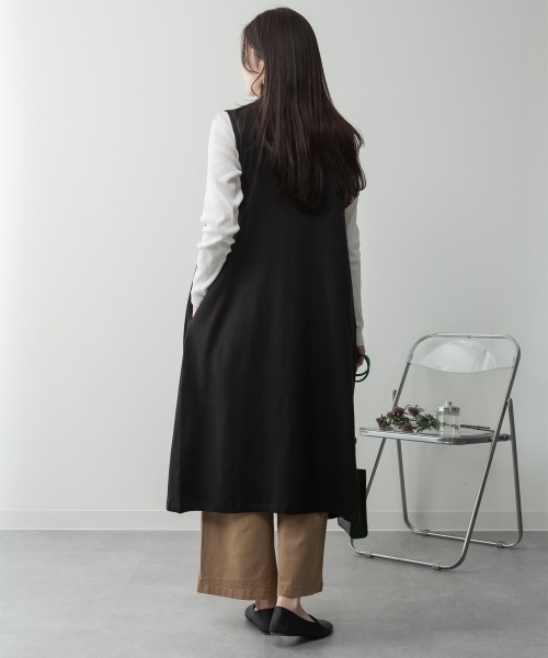 aity（アイティ）の「M-5L ミニ裏毛 ノーカラーロングジレ（ベスト・レディース・ブラック/ライトベージュ/チャコールグレー/杢グレー・M～Ｌ/LL～3L/4L～5L）」の17枚目の写真