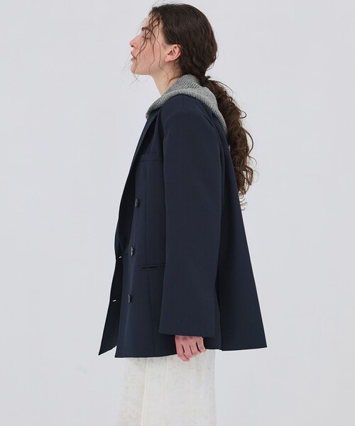 PUBLIC TOKYO（パブリックトウキョウ）の「【2026春新作】ダブルブレストビッグジャケット（テーラードジャケット・レディース・ライトグレー/ネイビー・1/2）」の10枚目の写真