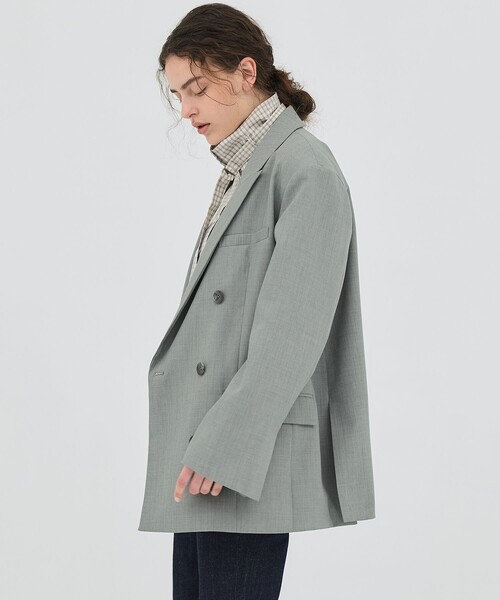 PUBLIC TOKYO（パブリックトウキョウ）の「【2026春新作】ダブルブレストビッグジャケット（テーラードジャケット・レディース・ライトグレー/ネイビー・1/2）」の14枚目の写真