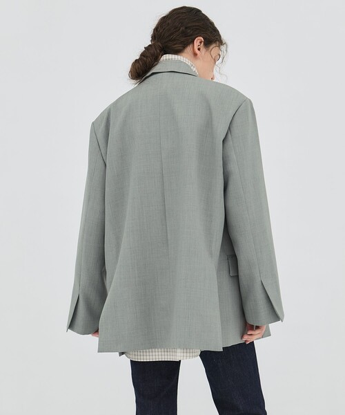 PUBLIC TOKYO（パブリックトウキョウ）の「【2026春新作】ダブルブレストビッグジャケット（テーラードジャケット・レディース・ライトグレー/ネイビー・1/2）」の15枚目の写真