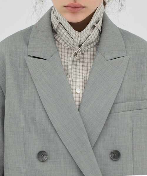 PUBLIC TOKYO（パブリックトウキョウ）の「【2026春新作】ダブルブレストビッグジャケット（テーラードジャケット・レディース・ライトグレー/ネイビー・1/2）」の22枚目の写真