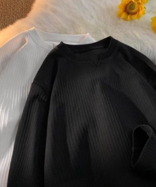 WESTBOY（ウエストボーイ）の「ワッフルリブ オーバーサイズトップス カットソー WO26S2TP08（Tシャツ/カットソー・メンズ・ホワイト/グレー/ブラック・L/XL/M）」の16枚目の写真