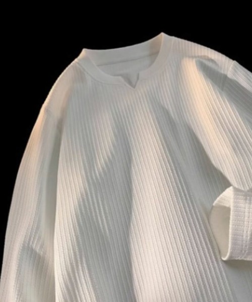 WESTBOY（ウエストボーイ）の「ワッフルリブ オーバーサイズトップス カットソー WO26S2TP08（Tシャツ/カットソー・メンズ・ホワイト/グレー/ブラック・L/XL/M）」の17枚目の写真