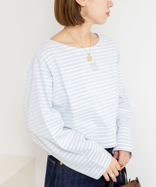 NOLLEY’S（ノーリーズ）の「【nolnol/ノルノル】ウォッシャブルシルケットボーダーショートT（Tシャツ/カットソー・レディース・ブルー系その他3/ブルー系その他4/ホワイト系その他4/ベージュ系その他3・38）」の3枚目の写真