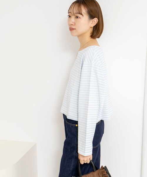 NOLLEY’S（ノーリーズ）の「【nolnol/ノルノル】ウォッシャブルシルケットボーダーショートT（Tシャツ/カットソー・レディース・ブルー系その他3/ブルー系その他4/ホワイト系その他4/ベージュ系その他3・38）」の22枚目の写真