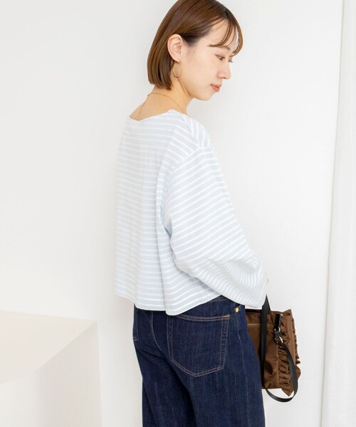 NOLLEY’S（ノーリーズ）の「【nolnol/ノルノル】ウォッシャブルシルケットボーダーショートT（Tシャツ/カットソー・レディース・ブルー系その他3/ブルー系その他4/ホワイト系その他4/ベージュ系その他3・38）」の20枚目の写真