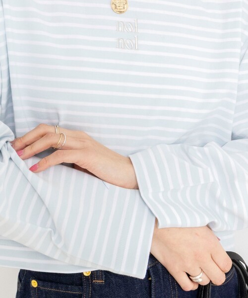 NOLLEY’S（ノーリーズ）の「【nolnol/ノルノル】ウォッシャブルシルケットボーダーショートT（Tシャツ/カットソー・レディース・ブルー系その他3/ブルー系その他4/ホワイト系その他4/ベージュ系その他3・38）」の17枚目の写真