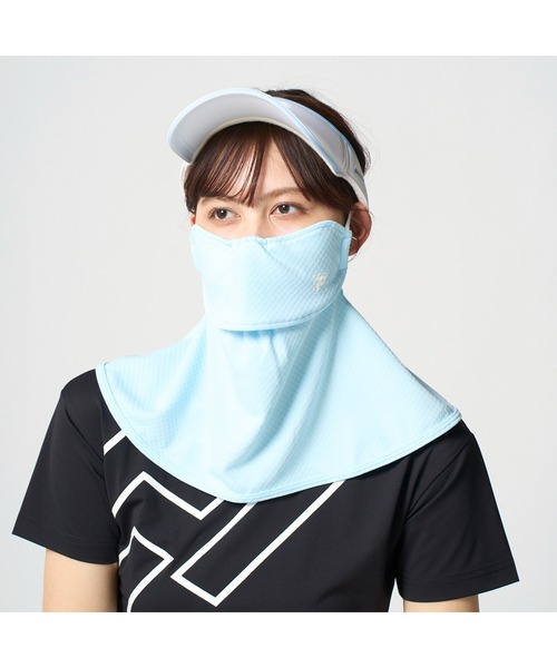 FILA GOLF(フィラゴルフ )の「FILA GOLF フィラゴルフ ゴルフウェア UVカット 接触冷感 吸汗速乾 ロング丈 フェイスカバー フェイスマスク(マスク・レディース・ホワイト/ネイビー/ライトブルー・FREE)」の7枚目の写真