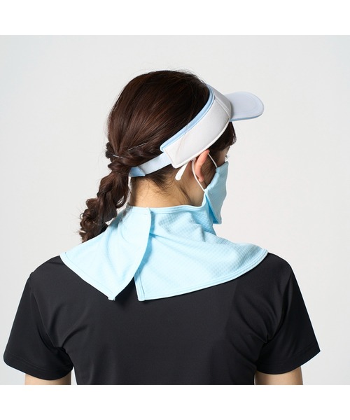 FILA GOLF(フィラゴルフ )の「FILA GOLF フィラゴルフ ゴルフウェア UVカット 接触冷感 吸汗速乾 ロング丈 フェイスカバー フェイスマスク(マスク・レディース・ホワイト/ネイビー/ライトブルー・FREE)」の9枚目の写真